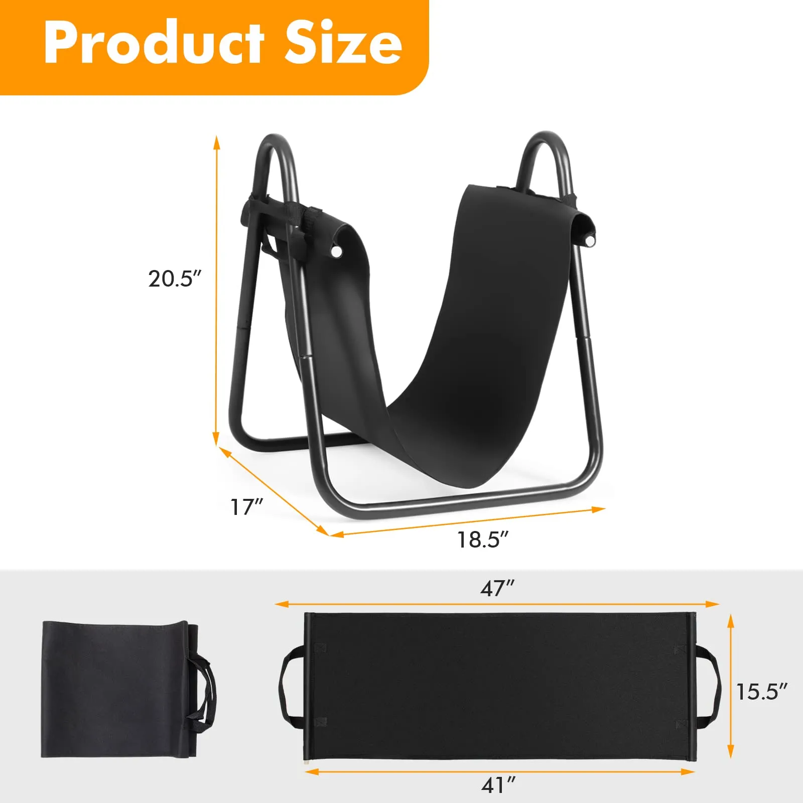 Tangkula Firewood Rack Holder with Canvas Carrier, Firewood Logs Stacker Basket for Indoor or Outdoor Use